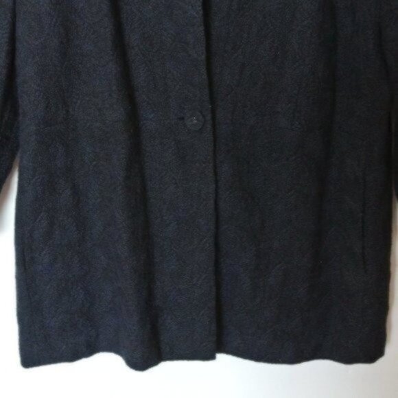 Eileen‎ Fisher Black Texturized Embroidered Blazer L Large - Picture 2 of 8